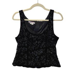Kay Unger Silk Blend Velvet Beaded Special Occasion Top Size 12